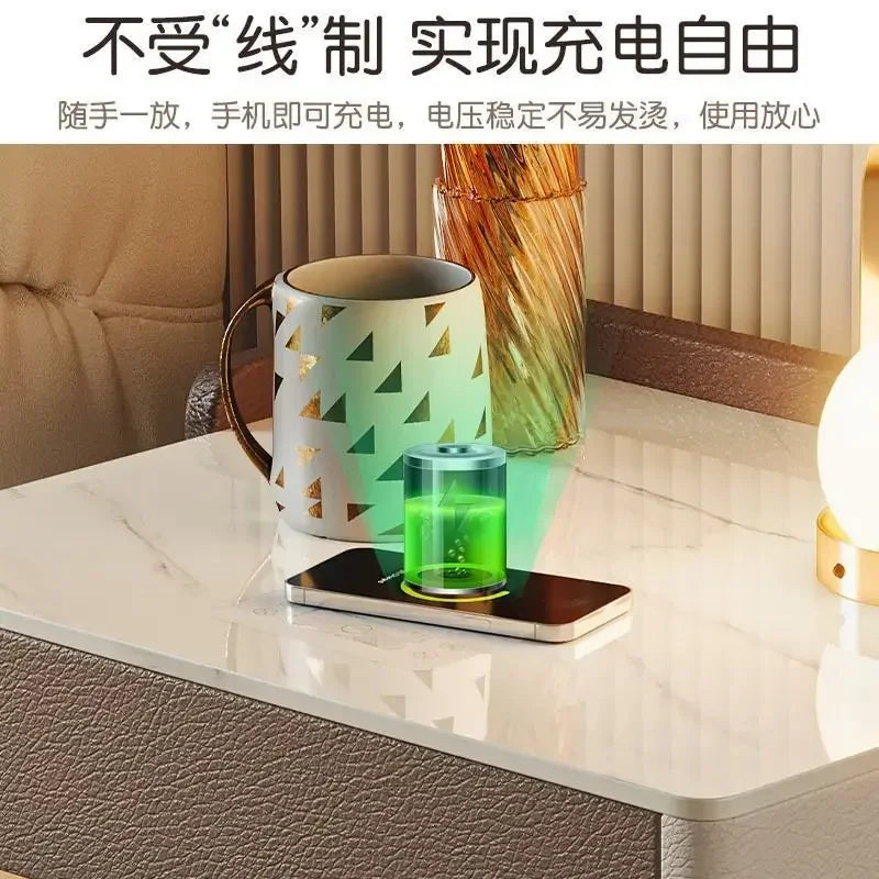 Modern Light Luxury Charging Nightstands for Bedroom Smart Bedside Table Storage Cabinet Lock Night Stands Bedroom Furniture