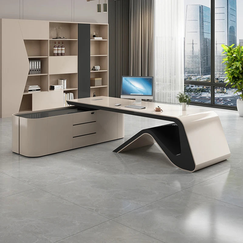 Mesa Office Desk Desktops Writing Conference Shaped Standing Desk Workbench Writing Luxury Table Ordinateur Home Furniture