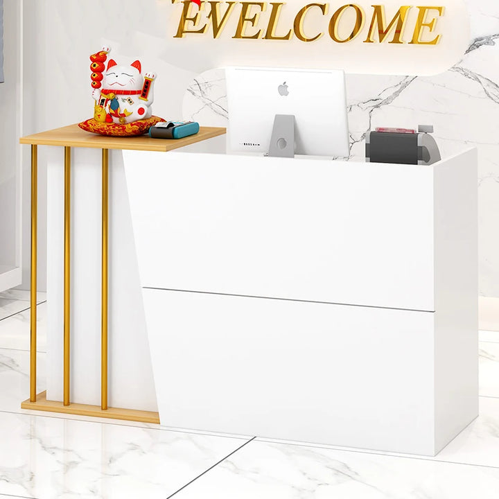 Nordic White Reception Desks Modern Stylish Luxury Checkout Reception Desks Small Supermarket Mostrador Negocio Bar Furniture