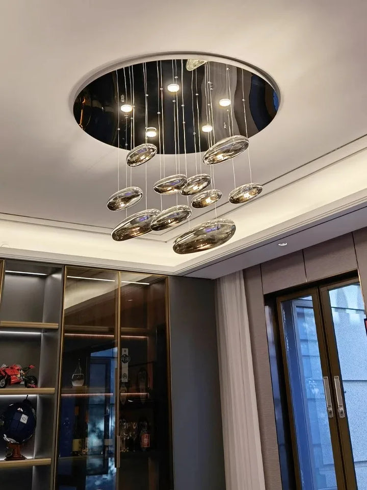 Postmodern Fashion Glass Ceiling Chandelier Silver Led Living Room Luxury Lamps Home Decoration Lampara for Living Room