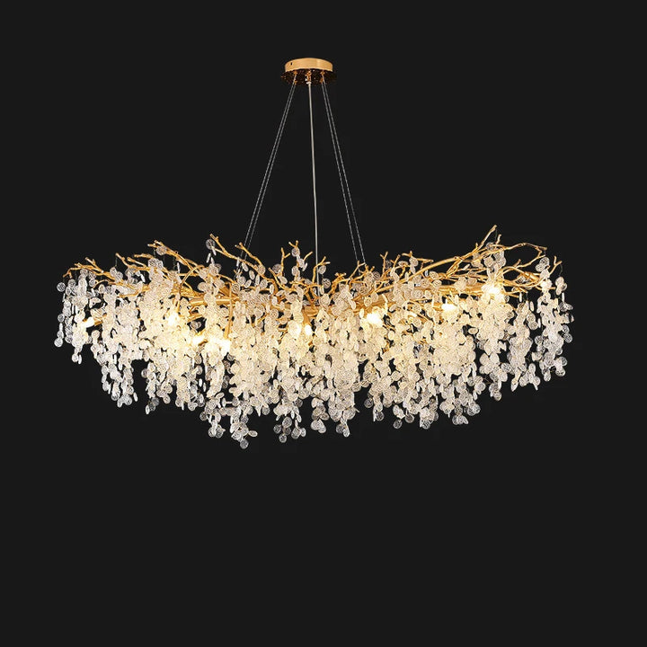 Modern Luxury Crystal Chandelier Gold Ceiling Light Living Dining Room Hotel LED Simple Pendant Hanging Lighting Decorative Lamp