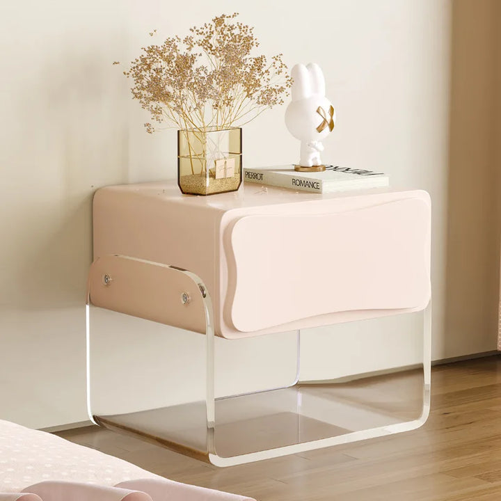 Cream Style Bedside Cabinet Acrylic  Minimalist Floating Feeling Bedside Cabinet Small Household Storage Cabinets Wholesale