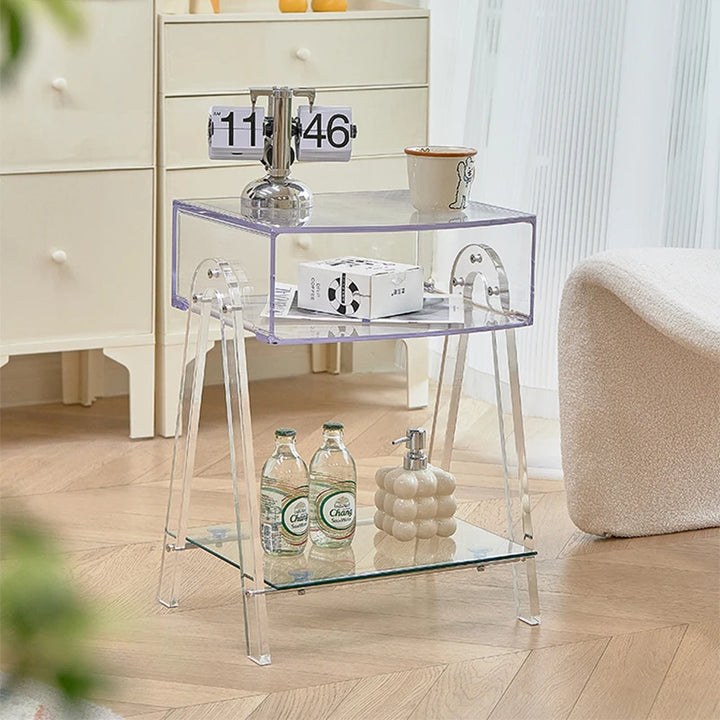 Small Space Luxury Nightstands Nordic Transparent Storage Low Outdoor Pretty Bedside Table Simple Design Nachttisch Furniture