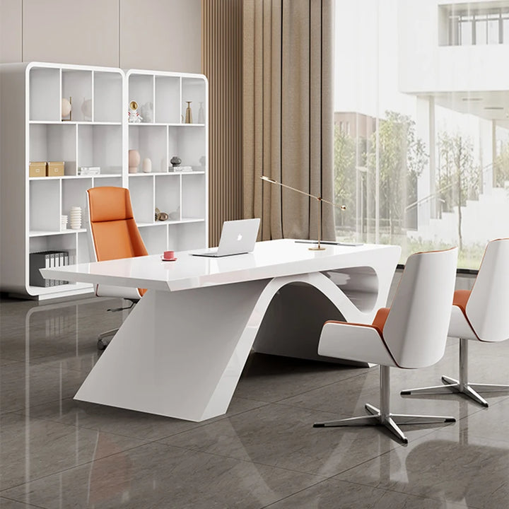 Console Work Table Writing Workstation White Computer Office Desk Meeting Luxury Scrivania Ufficio Lavoro Luxury Furniture