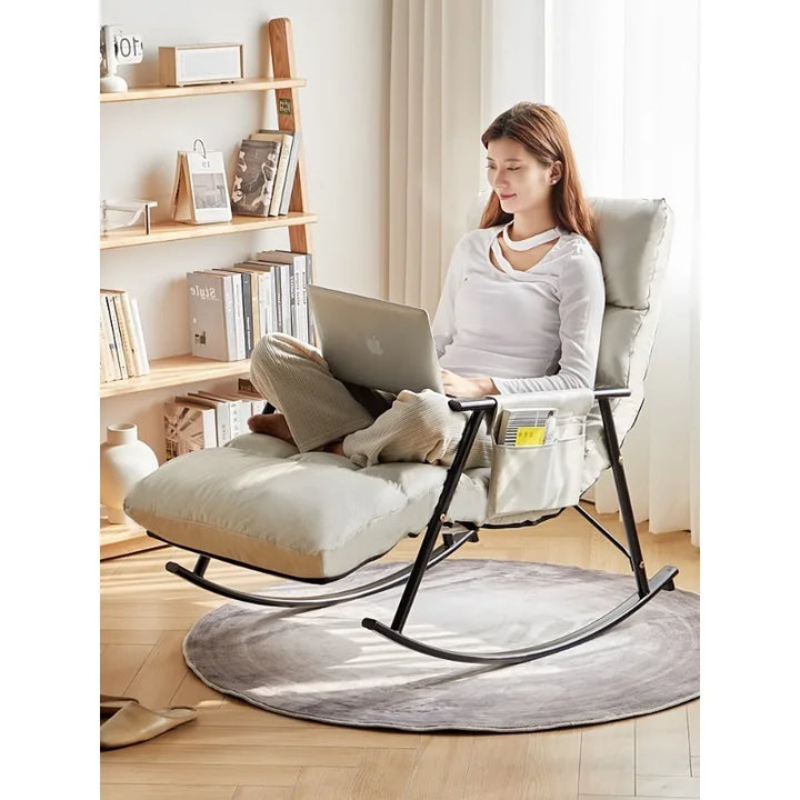 Waterproof and Anti-Fouling Extended Version Rocking Chair for Relaxation and Comfort Single Person Sofa 5 Angle Adjustment