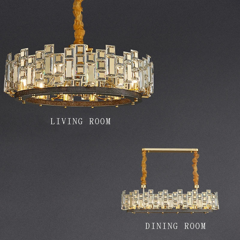 Modern Luxury Classical Crystal Pendant Light Black Gold Kristal Lustres Led Home Decoration Lamparas for Dining Room Villa