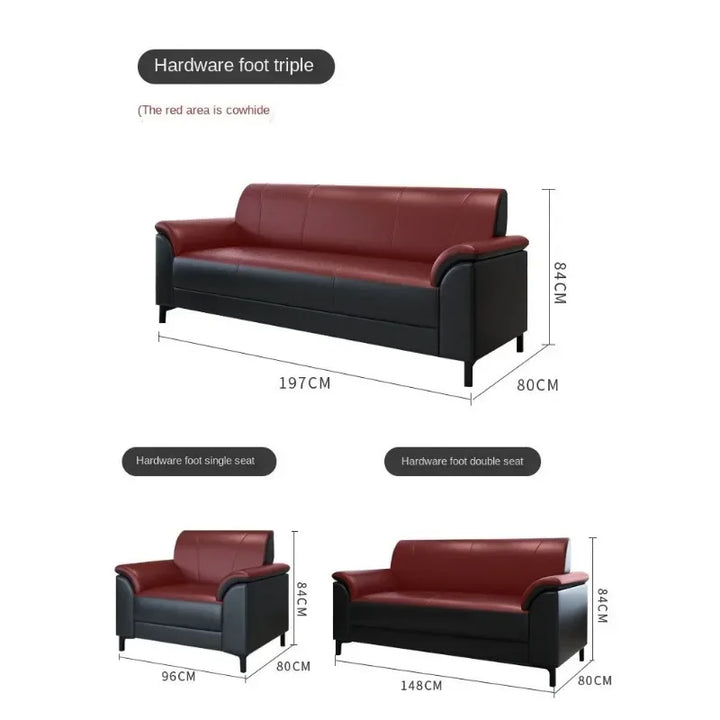 Simple Office Sofa Modern Reception Business Sofa Leather Single Person Sofa Office Coffee Table Combination Replica Furniture