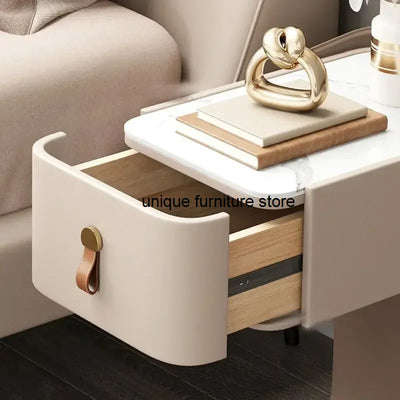 Simple Modern Solid Wood Nightstand Mini Narrow Smart Bedside Table Inductive Light Fingerprint Lock Cabinet Furniture Bedroom