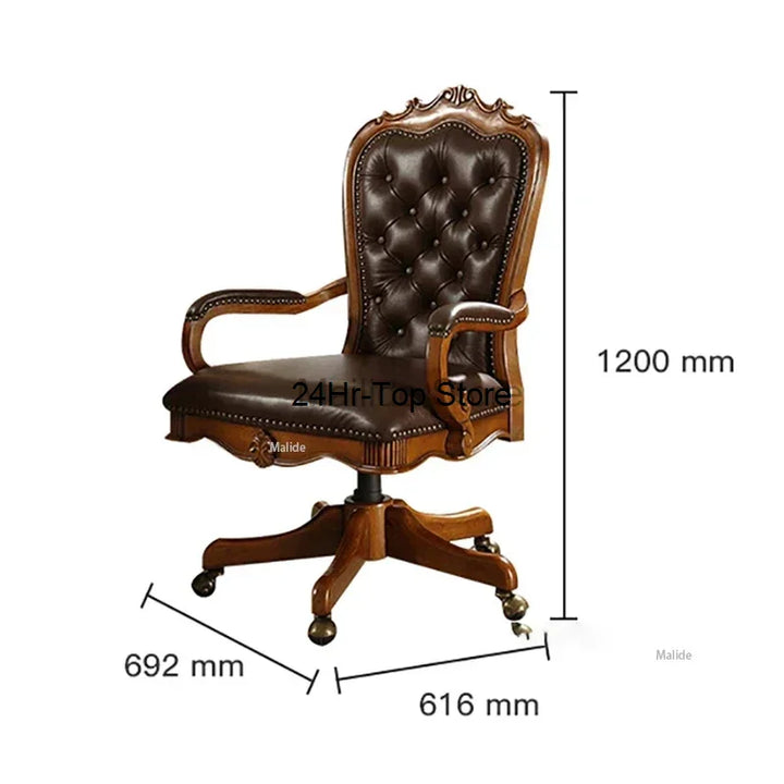 American Leather Office Chairs Modern Office Furniture Soft Cushion Backrest Chair Home Lift Swivel Armchair Retro Boss Chair