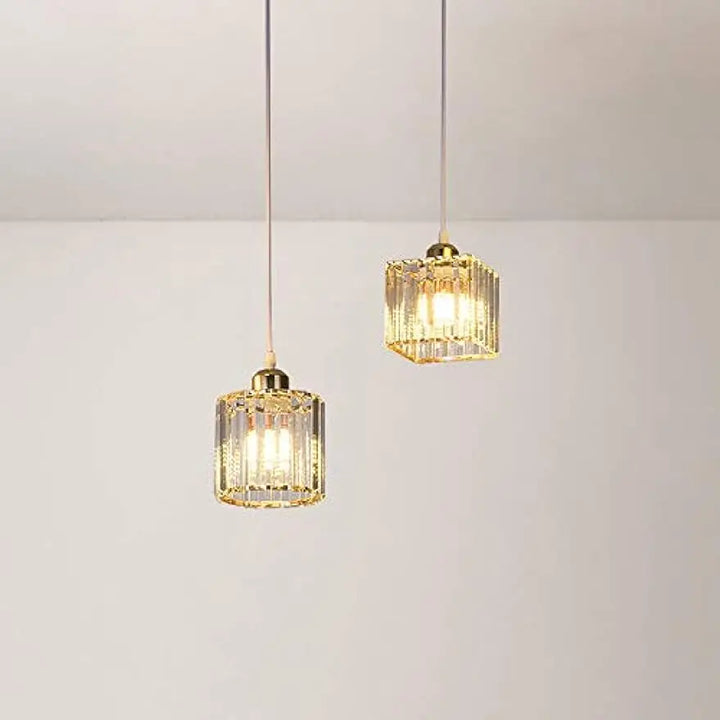 Crystal Pendant Lighting Fixture Modern Copper Chandelier Gold Ceiling Hanging Lamp - 3-Lights Suspension Lamps for Kitchen