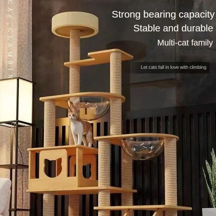 Cat Climbing Frame Cat Scratching Post Multifunctional Cat Villa Pet Solid Wood ToysCat Space Capsule Pet Climbing Supplies