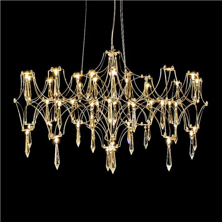 Italian Luxury Crystal LED Chandeliers for Living Room Restaurant Villa Firefly Decor Hanging Pendant Lighting Home Lustre Lamps