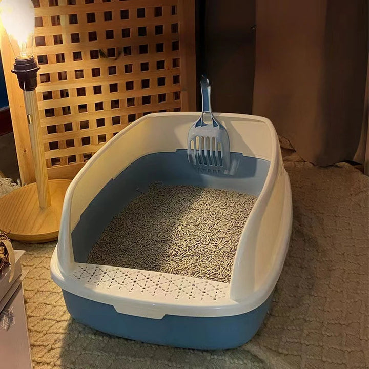 Semi-Enclosed Cat Litter Box, Plastic Anti-Splash Cats Toilet, Two-Color Pet Sandbox, Kitten Tray, Bedpan Cleaning, Pet Supplies