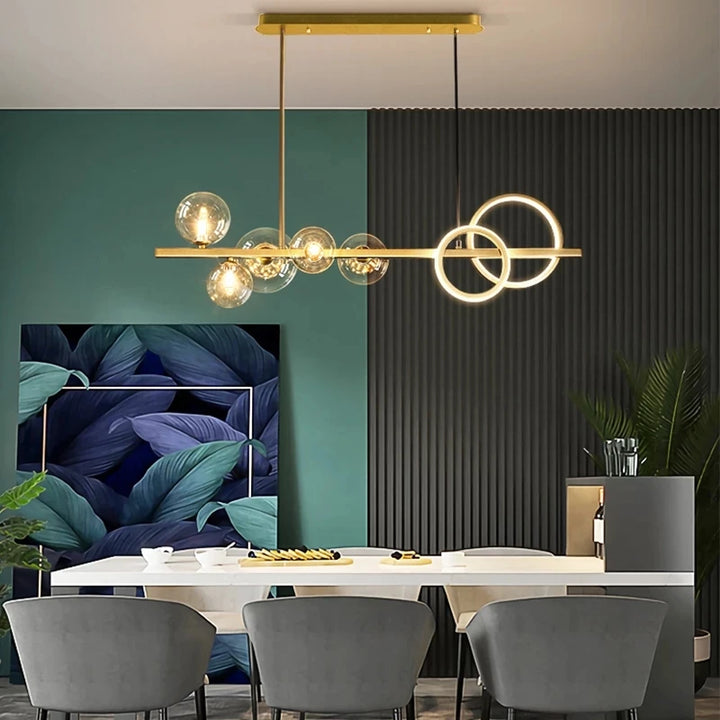 Modern NEW Glass Bubble Pendant Lamp Black Glod Long Chandeliers Light LED Hanging Ceiling Interior Lighting Fixture