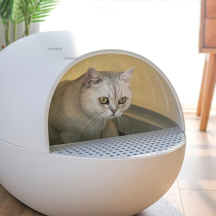 Automatic Semi-closed Cats Egg Plastic Litter Box Intelligent Electric Cat Training Toilets Anti-splash Pets Sandbox Supplies L