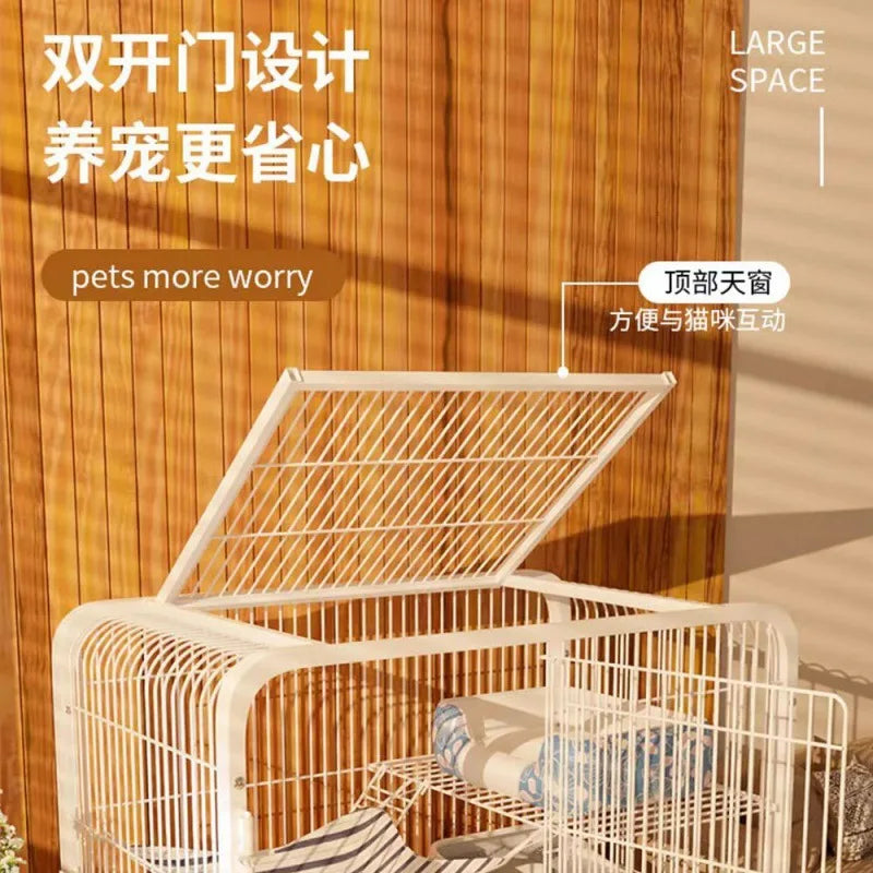 Cat Cage Home Indoor Double-decker Cat Cage The Family Villa Indoor with Toilet Pet Large Space Cat Bed Pet's House