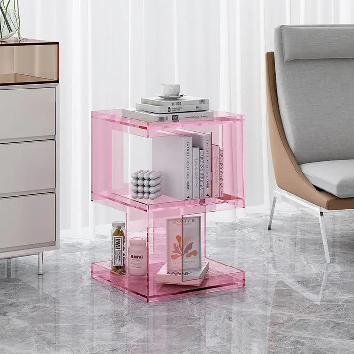 Acrylic Sofa Edge Table Modern Living Room Coffee Table Creative Transparent Bedroom Bedside Table Small Unit Furniture