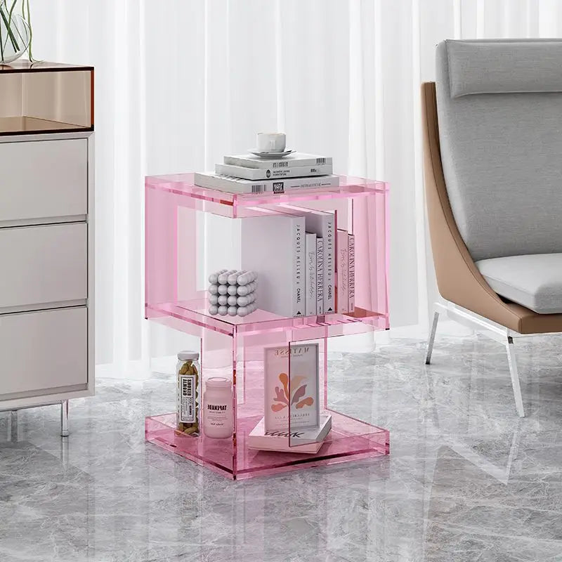 Acrylic Sofa Edge Table Modern Living Room Coffee Table Creative Transparent Bedroom Bedside Table Small Unit Furniture