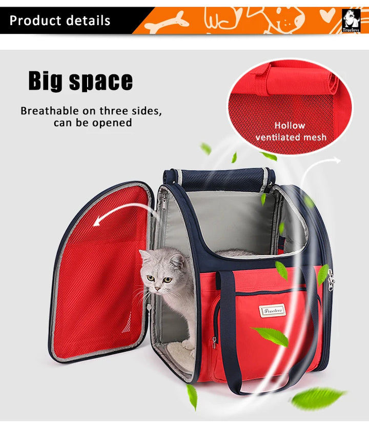 Truelove Pet Bag Fashion Breathable Pet Backpack Cat Dog Travel Luxury Shoulder Portable Foldable Cat Pet Carrier Bag TLX1971