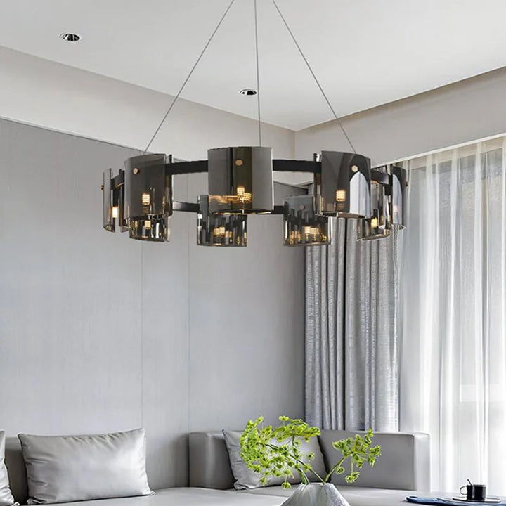 Modern Amber Smoky Glass Chandeliers Lighting  Luxury Ceiling Hanging Pendant Lamp Dining Living Bedroom Light Fixtures