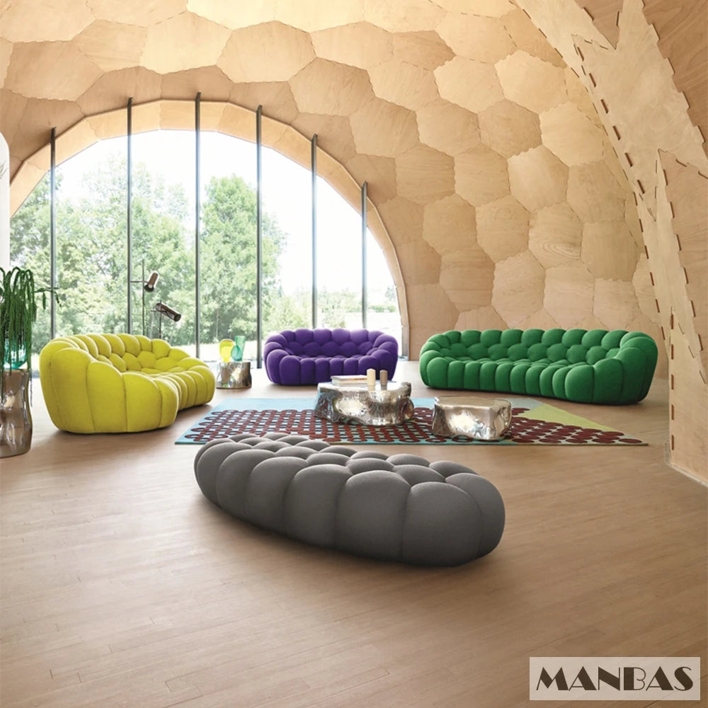 Upgrade Your Living Room with MANBAS Fabric Sofas - Stylish Bubble Couch Designer Cloud Sofa Sets Fluffy Cloth Couch