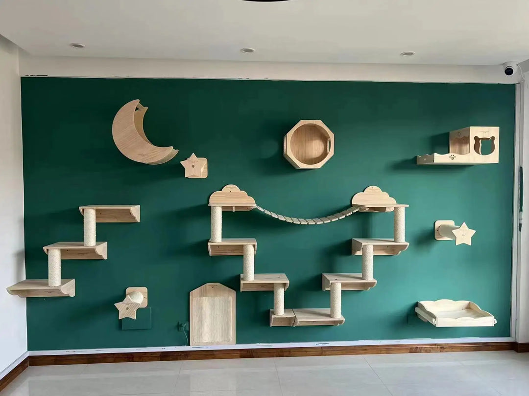 DIY Cat Climbing Wall Cat Aerial Corridor Large Luxury Wall Space Capsule Wooden Cat Planking Pet Gym Indoor Items Gift