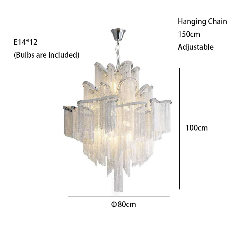 Remote Control Tassels Aluminum Chrome Dimmable Ceiling Lights Lustres Room Decor Lamps Modern Ceiling Chandelier for Bedroom