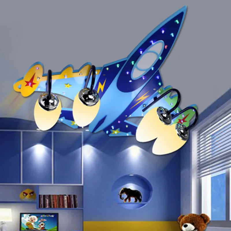 Acrylic Wireless Bluetooth Airplane E14 Led Ceiling Lights Kids 110V-220V USB Audio Amplifier Speakers Wooden Led Ceiling Light