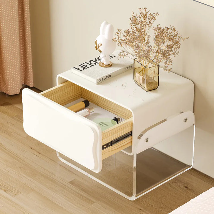 Cream Style Bedside Cabinet Acrylic  Minimalist Floating Feeling Bedside Cabinet Small Household Storage Cabinets Wholesale