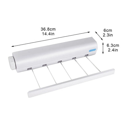 Retractable Clothesline with Creative Plastic Storage, 4/5-Line Clothes Drying Rack, Portable Laundry Dryer for Indoor and Outdoor Use