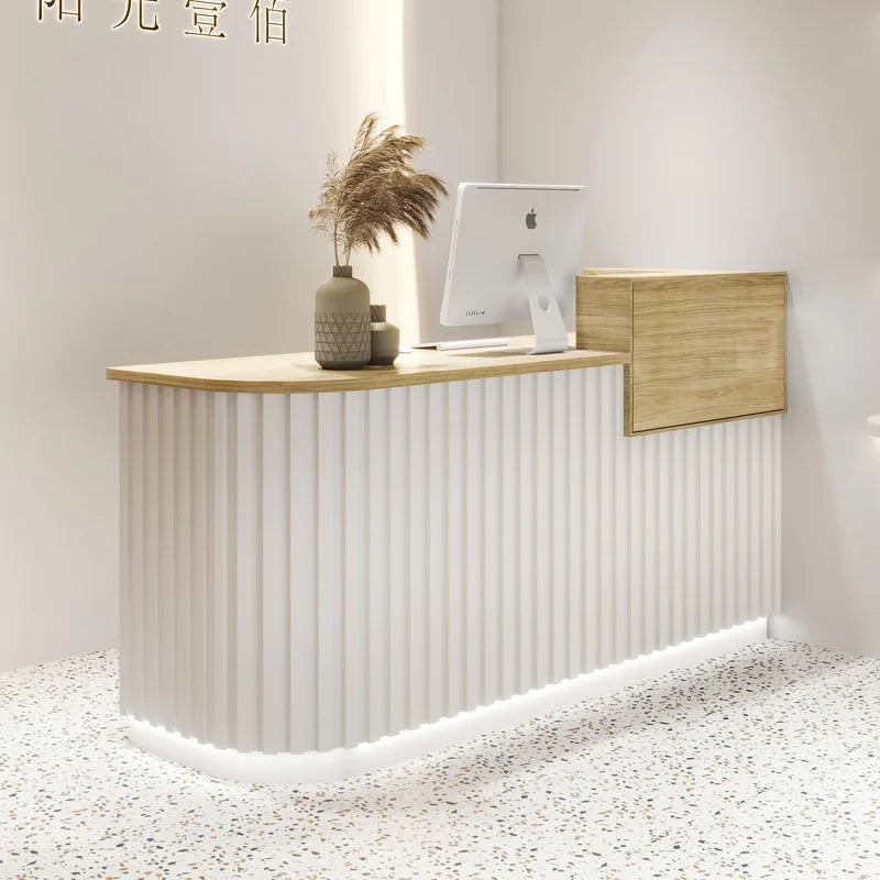 Hotel Front Reception Desk Wood Modern Information Drawer Reception Desk Basses Standing Console Comptoir Caisse Shop Furniture