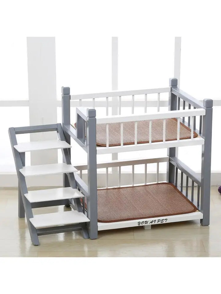 Stylish Dog Wooden Bed, Pet Mattress, Cat Bunk Bedding, Solid Cage, The Kennel