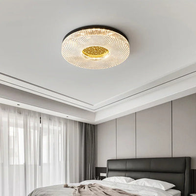 FSS Modern Copper Circular Ceiling Light  Minimalist For Bedroom Study Restaurant Home Indoor LED Ceiling Light