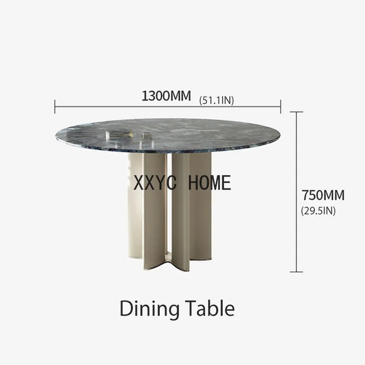 Round Table Stable Flower Pattern High Density Board Table Frame Marble Smooth Countertop Designed Kitchen Table 밥상 가구 Furniture