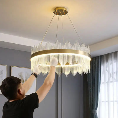 Postmodern Crystal LED Chandelier Light Luxury Pendant Lamps Dimmable for Bedroom Living Dining Room Decor Hanging Lamp Fixture
