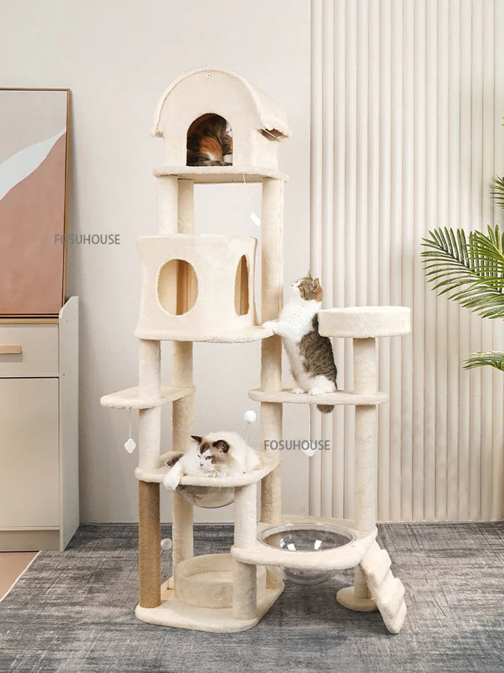 Modern Sisal Rope Cat Climbing Frame for Home Pet Furniture Supplies Cat Tree Platform Grab Large Pet Toy Spaceship Cat Litter