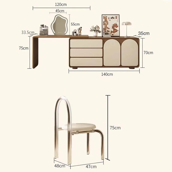 Chair Girls Dressing Table Modern Wavy Nordic Acrylic Dressing Table Drawer Coffee Coiffeuse De Chambre Furniture Bedroom