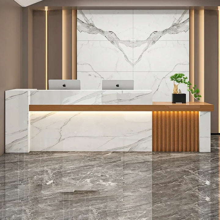 Luxury Store Reception Desks White Desk Reception Counter Standing Auxiliary Reception Balcao Pra Loja Midseni Modern Furniture