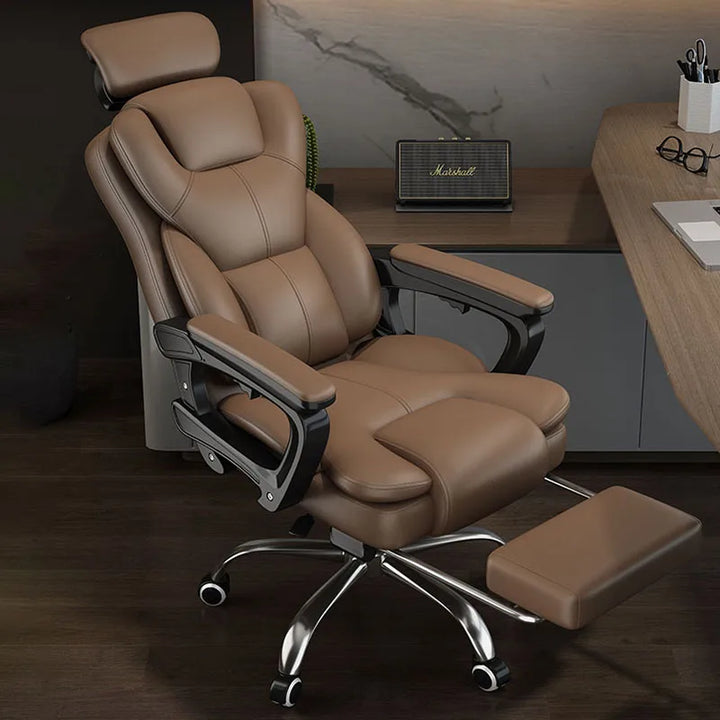 Luxury Computer Office Chair Leather Wheels Glides Ergonomic Swivel Office Chairs Study Armchair Sillas De Gamer Home Furniture