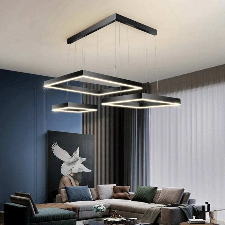 Luxury Square Ceiling Character Brushed Stainless Steel Chandelier Nordic Style High End Dining Room And Bedroom Lighting