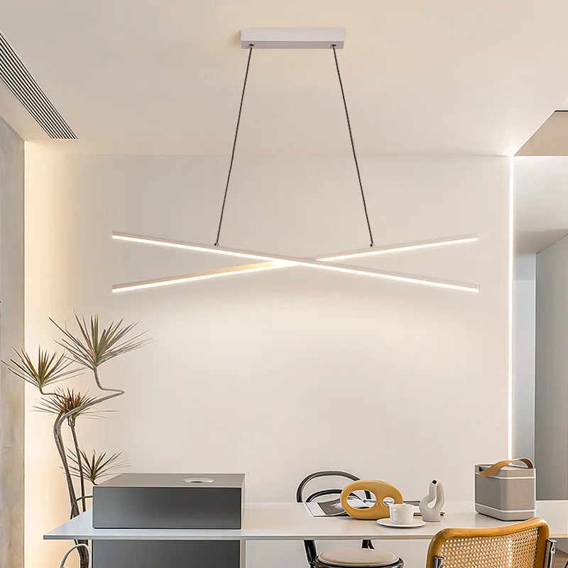 Modern LED Minimalist Dining Room Pendant Light Kitchen Bar Living Room Ceiling Pendant Light Indoor Strip Lighting Fixtures