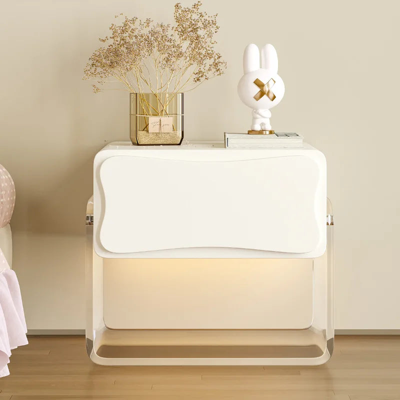 Cream Style Bedside Cabinet Acrylic  Minimalist Floating Feeling Bedside Cabinet Small Household Storage Cabinets Wholesale