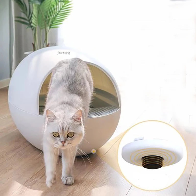 Automatic Semi-closed Cats Egg Plastic Litter Box Intelligent Electric Cat Training Toilets Anti-splash Pets Sandbox Supplies L