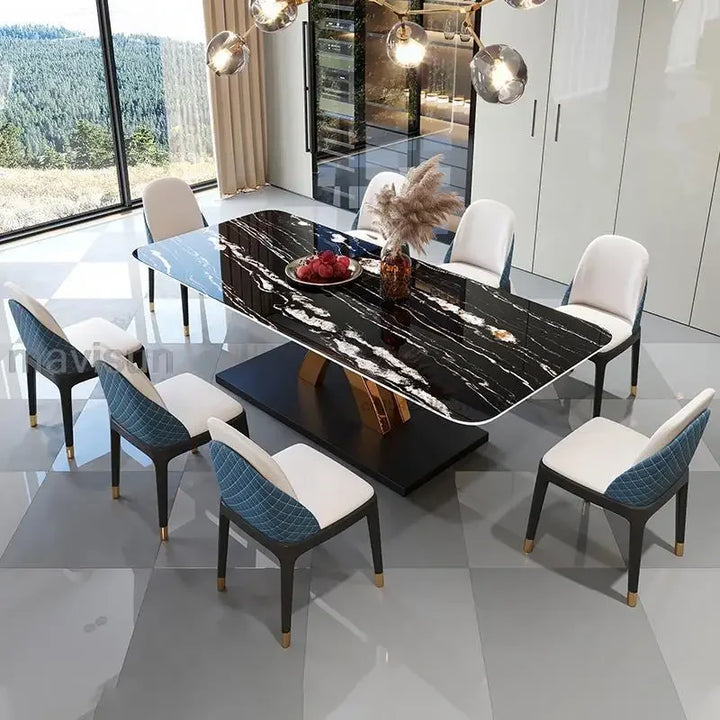 Kitchen Rectangle Dining Tables Chair Combination Italian Household Dining Tables Rock Board Mesa De Cocina Hotel Furniture