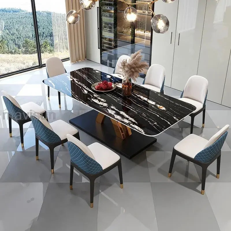 Kitchen Rectangle Dining Tables Chair Combination Italian Household Dining Tables Rock Board Mesa De Cocina Hotel Furniture
