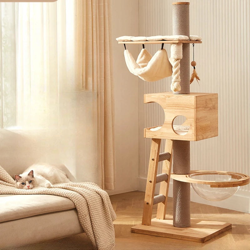 Wooden Cat Towers for Big Cats Houses and Habitats Cat Tree Gym Accessories Home Climbing Castle  Aids Villa Toy Pets Products