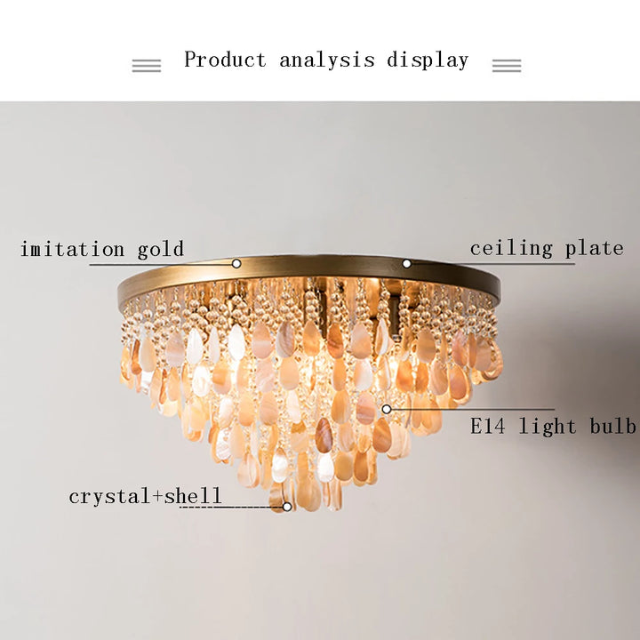 Classic Crystal LED Ceiling Lamp Home Decor Shell Decoration Ceiling Chandelier Modern 2024 for Living Room Bedroom