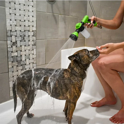 Pet Shower Sprayer Dog Shower Gun with Soap Dispenser Dog Wash Dog Bath 8 In 1 Pressure Hose Nozzle Garden Watering Washing Tool