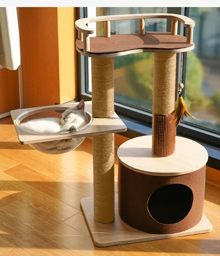 Cat Climbing Frame Cat Tree Nest Wooden Space Capsule Jumping Platform Cat Furniture Pet Supplies Small Space Saving