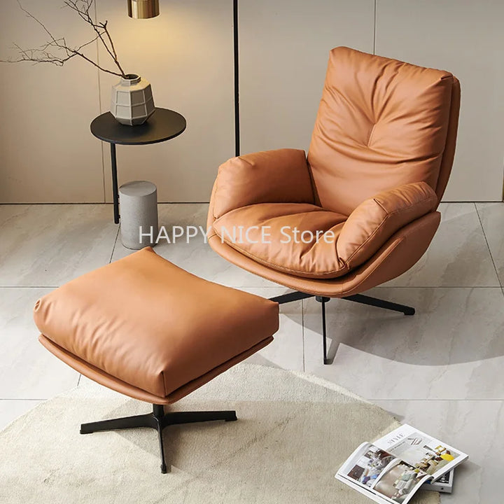 Lounge Swivel Living Room Chairs Luxury Lazy Relax Leather Nordic Salon Chair Floor Office Comfy Fauteuil Outdoor Furniture